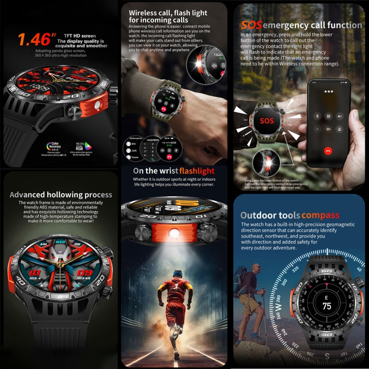 HT22 1.46 inch Smart Sport Watch, Support Bluetooth Call / Sleep / Heart Rate / Blood Pressure Health Monitor(Black) - Smart Watches by PMC TechLife | Online Shopping South Africa | PMC TechLife | Buy Now Pay Later Mobicred