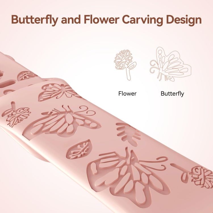 For Apple Watch SE 2022 44mm Butterfly Flower Embossed Silicone Watch Band(Retro Rose) - Watch Bands by PMC TechLife | Online Shopping South Africa | PMC TechLife
