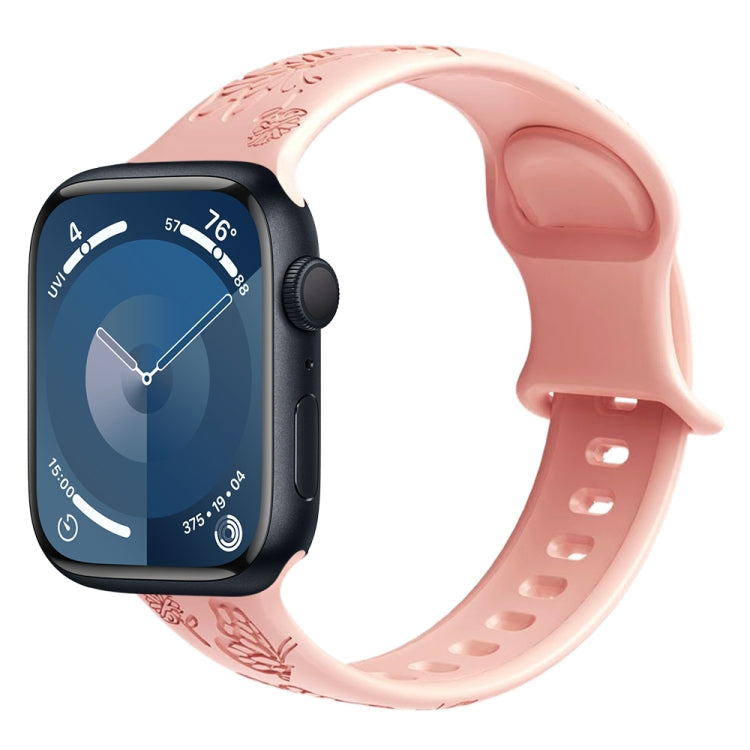 For Apple Watch Series 3 38mm Butterfly Flower Embossed Silicone Watch Band(Retro Rose) - Watch Bands by PMC TechLife | Online Shopping South Africa | PMC TechLife