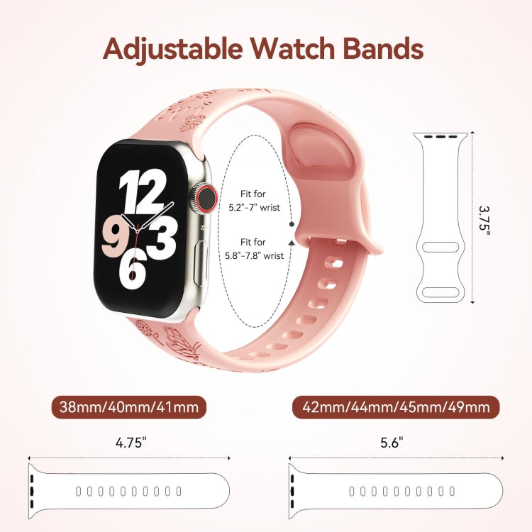 For Apple Watch 38mm Butterfly Flower Embossed Silicone Watch Band(Retro Rose) - Watch Bands by PMC TechLife | Online Shopping South Africa | PMC TechLife