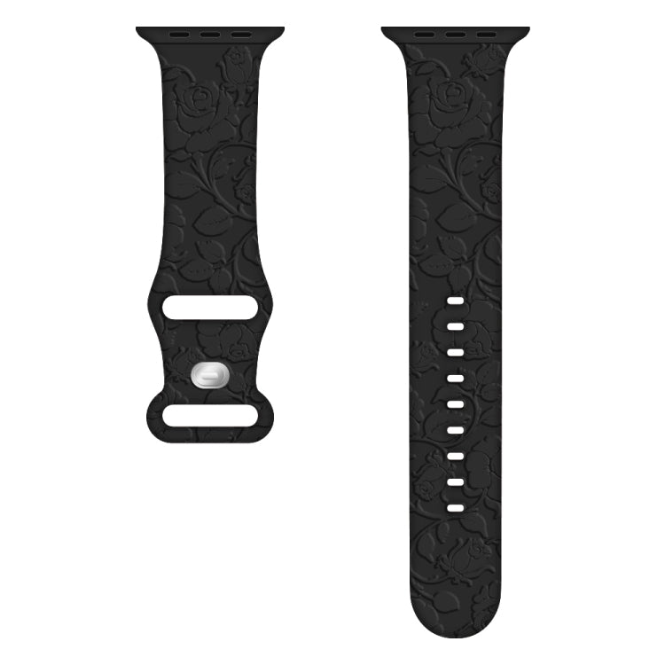 For Apple Watch SE 2022 40mm Rose Embossed Silicone Watch Band(Black) - Watch Bands by PMC TechLife | Online Shopping South Africa | PMC TechLife