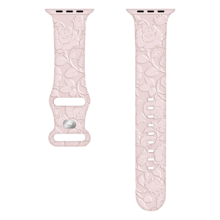 For Apple Watch SE 2022 44mm Rose Embossed Silicone Watch Band(Pink) - Watch Bands by PMC TechLife | Online Shopping South Africa | PMC TechLife