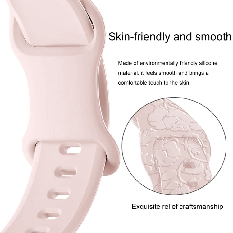 For Apple Watch Series 5 44mm Rose Embossed Silicone Watch Band(Starlight) - Watch Bands by PMC TechLife | Online Shopping South Africa | PMC TechLife