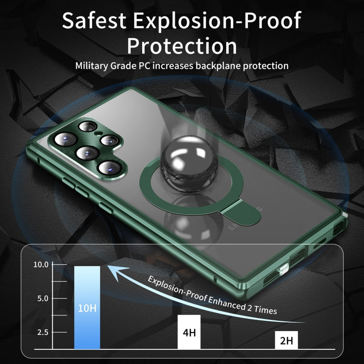 For Samsung Galaxy S22 Ultra 5G MagSafe Magnetic HD Frosted Tempered Glass Holder Phone Case(Green) - free shipping - PMC TechLife - Order now!