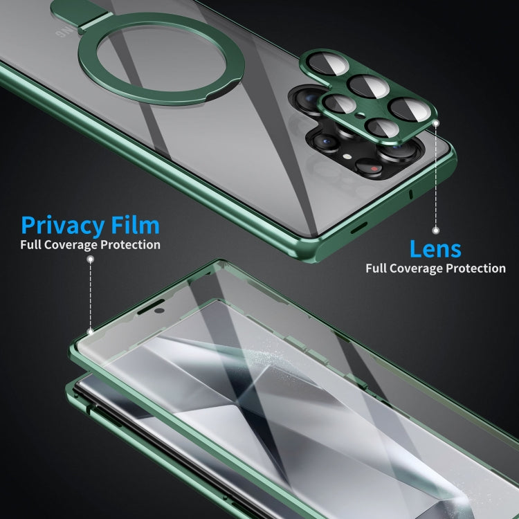 For Samsung Galaxy S24 Ultra 5G MagSafe Magnetic HD Frosted Tempered Glass Holder Phone Case(Green) - Galaxy S24 Ultra 5G Cases by PMC TechLife | Online Shopping South Africa | PMC TechLife