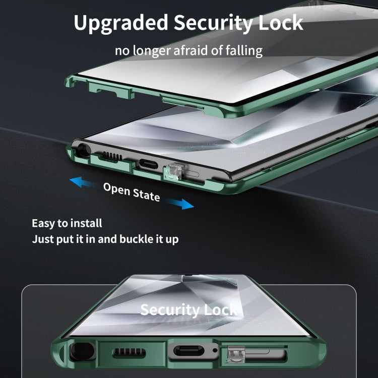 For Samsung Galaxy S24 Ultra 5G MagSafe Magnetic HD Frosted Tempered Glass Holder Phone Case(Green) - Galaxy S24 Ultra 5G Cases by PMC TechLife | Online Shopping South Africa | PMC TechLife