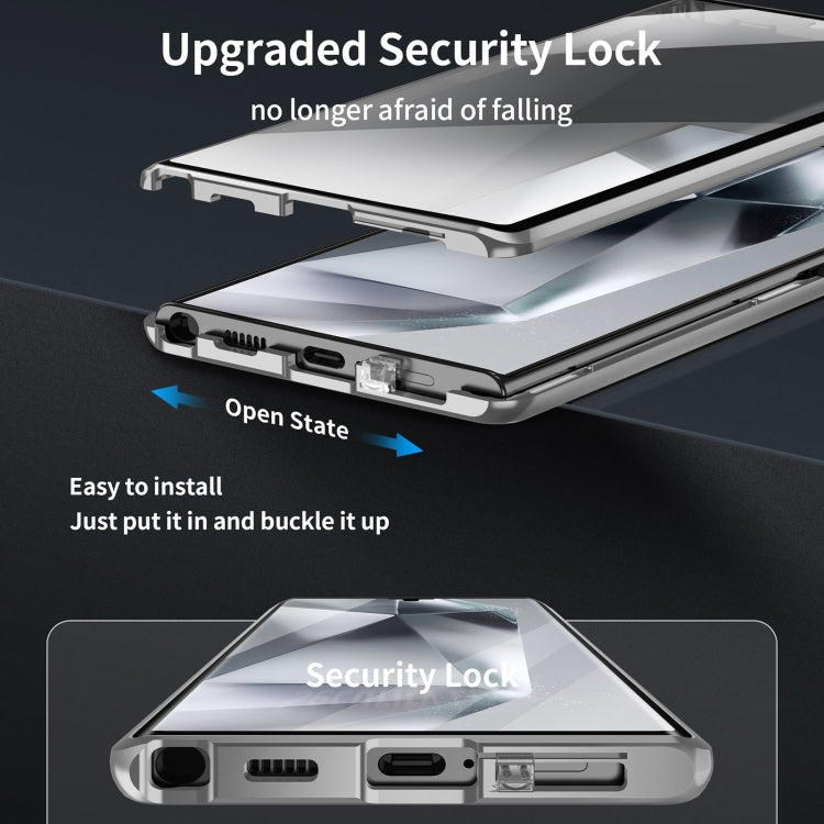 For Samsung Galaxy S24 Ultra 5G MagSafe Magnetic HD Frosted Tempered Glass Holder Phone Case(Silver) - Galaxy S24 Ultra 5G Cases by PMC TechLife | Online Shopping South Africa | PMC TechLife