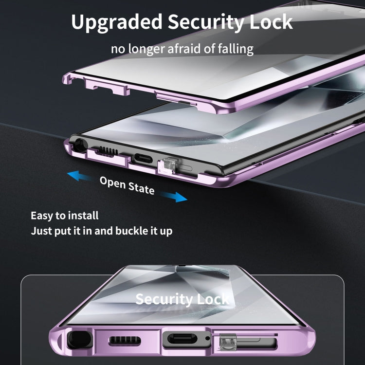 For Samsung Galaxy S24 Ultra 5G MagSafe Magnetic HD Frosted Tempered Glass Holder Phone Case(Purple) - Galaxy S24 Ultra 5G Cases by PMC TechLife | Online Shopping South Africa | PMC TechLife