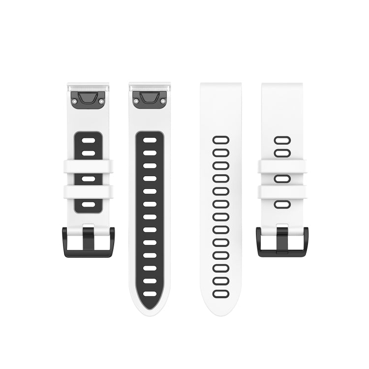 Compatible with Garmin Fenix 6S Two-color Silicone Watch Band(White Black) - Watch Bands by PMC TechLife | Online Shopping South Africa | PMC TechLife | Buy Now Pay Later Mobicred
