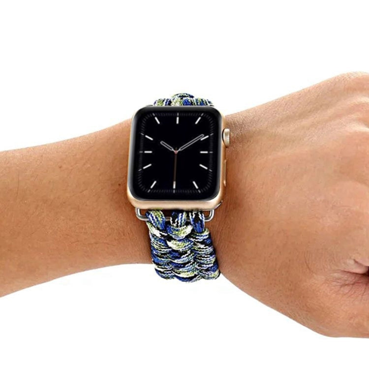 For Apple Watch Ultra 49mm / Series 8&7 45mm / SE 2&6&SE&5&4 44mm / 3&2&1 42mm Umbrella Cord Nylon Braided Watch Band(Blue Green) - Smart Wear by PMC TechLife | Online Shopping South Africa | PMC TechLife