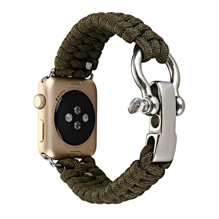 For Apple Watch Ultra 49mm / Series 8&7 45mm / SE 2&6&SE&5&4 44mm / 3&2&1 42mm Umbrella Cord Nylon Braided Watch Band(Khaki) - Smart Wear by PMC TechLife | Online Shopping South Africa | PMC TechLife