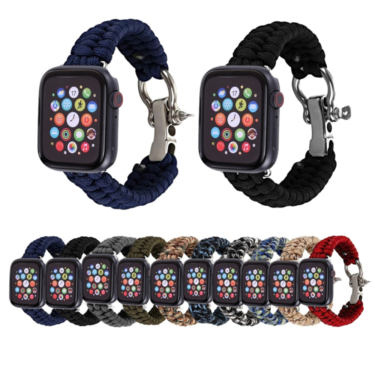 For Apple Watch Ultra 49mm / Series 8&7 45mm / SE 2&6&SE&5&4 44mm / 3&2&1 42mm Umbrella Cord Nylon Braided Watch Band(Blue Black) - Smart Wear by PMC TechLife | Online Shopping South Africa | PMC TechLife
