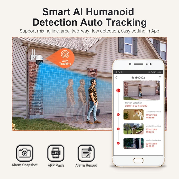 ESCAM QF518 5MP Smart WiFi IP Camera, Support AI Humanoid Detection / Auto Tracking / Dual Light Night Vision / Cloud Storage / Two Way Audio / TF Card, Plug:EU Plug(White) - free shipping - PMC TechLife - Order now!