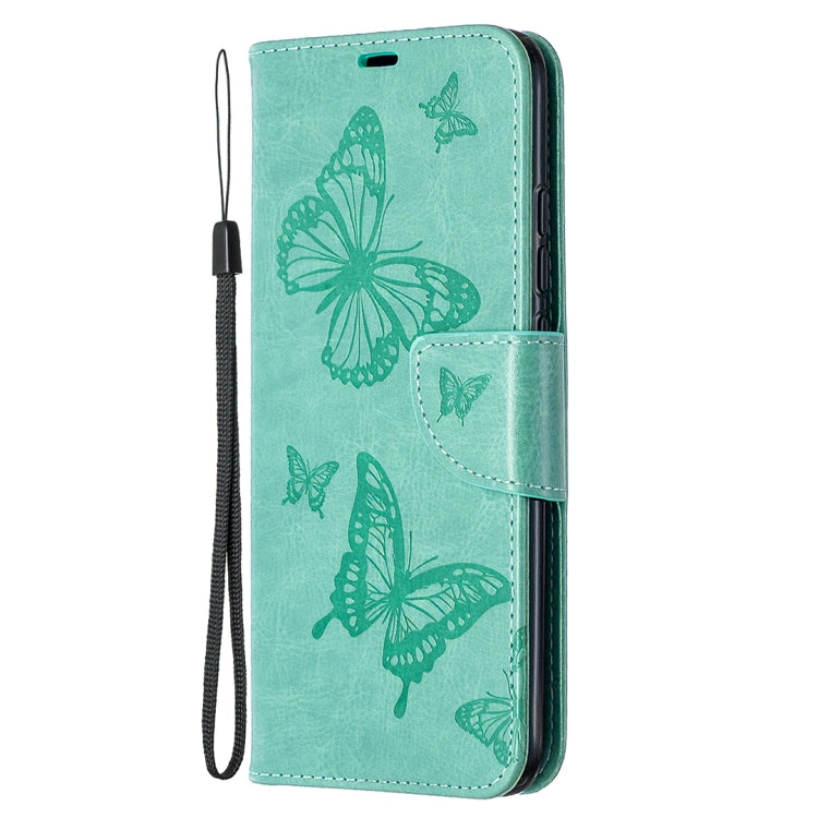 For Xiaomi Redmi 9C Two Butterflies Embossing Pattern Horizontal Flip Leather Case with Holder & Card Slot & Wallet & Lanyard(Green) - free shipping - PMC TechLife - Order now!