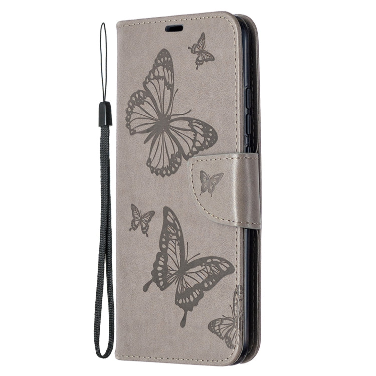 For Xiaomi Redmi 9C Two Butterflies Embossing Pattern Horizontal Flip Leather Case with Holder & Card Slot & Wallet & Lanyard(Grey) - free shipping - PMC TechLife - Order now!