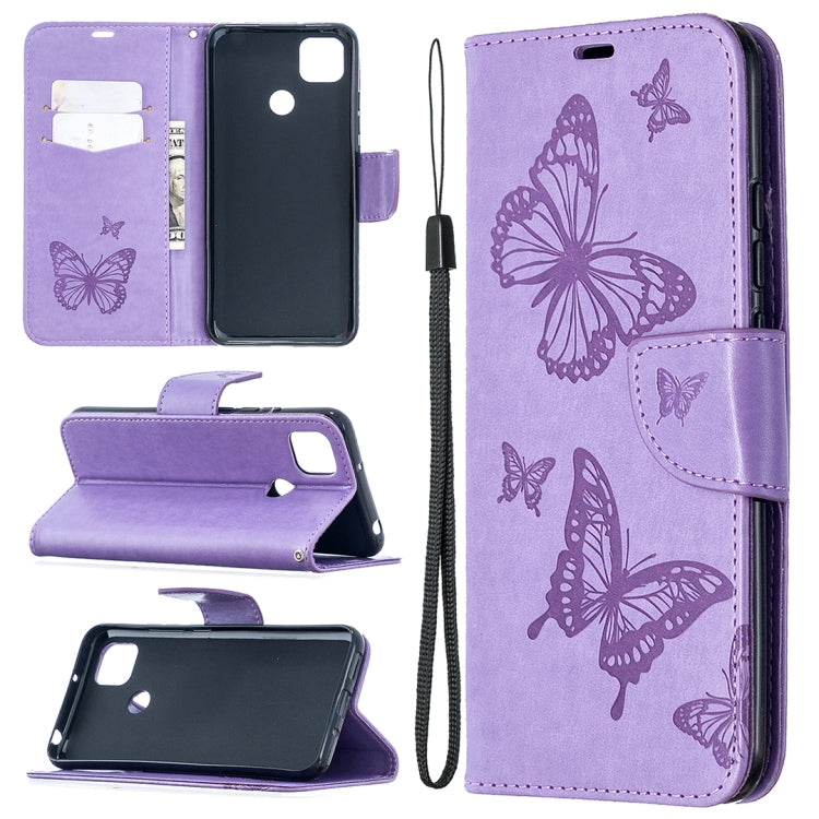 For Xiaomi Redmi 9C Two Butterflies Embossing Pattern Horizontal Flip Leather Case with Holder & Card Slot & Wallet & Lanyard(Purple) - free shipping - PMC TechLife - Order now!
