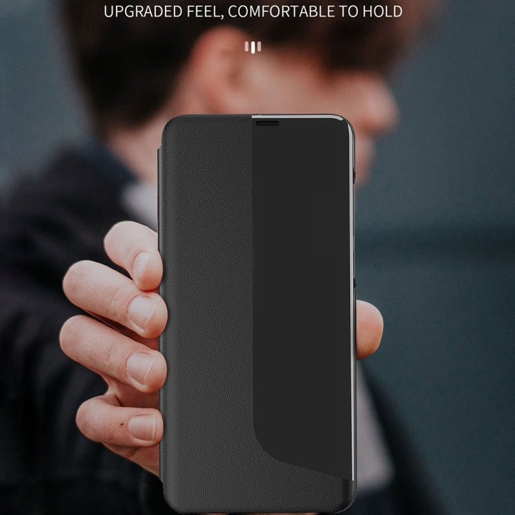 For Huawei Mate 20 Pro Side Display Shockproof Horizontal Flip Leather Case with Holder & Call Answering Function & Sleep / Wake-up(Black) - Huawei Cases by PMC TechLife | Online Shopping South Africa | PMC TechLife