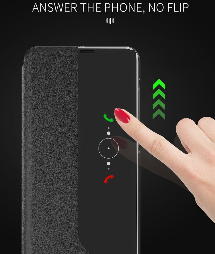 For Huawei Mate 20 Pro Side Display Shockproof Horizontal Flip Leather Case with Holder & Call Answering Function & Sleep / Wake-up(Black) - Huawei Cases by PMC TechLife | Online Shopping South Africa | PMC TechLife