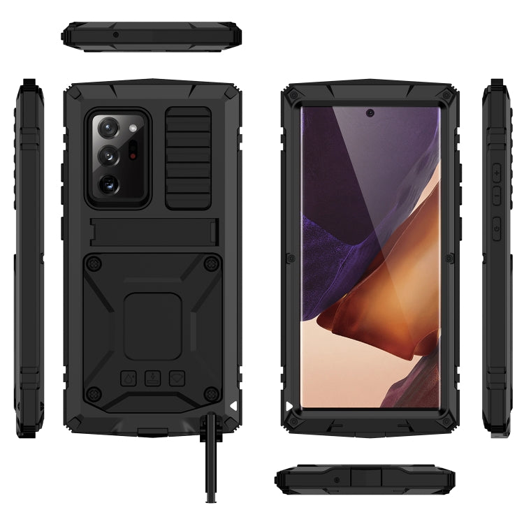 For Samsung Galaxy Note 20 Ultra R-JUST Shockproof Waterproof Dust-proof Metal + Silicone Protective Case with Holder(Black) - Galaxy Note20 Cases by R-JUST | Online Shopping South Africa | PMC TechLife | Buy Now Pay Later Mobicred