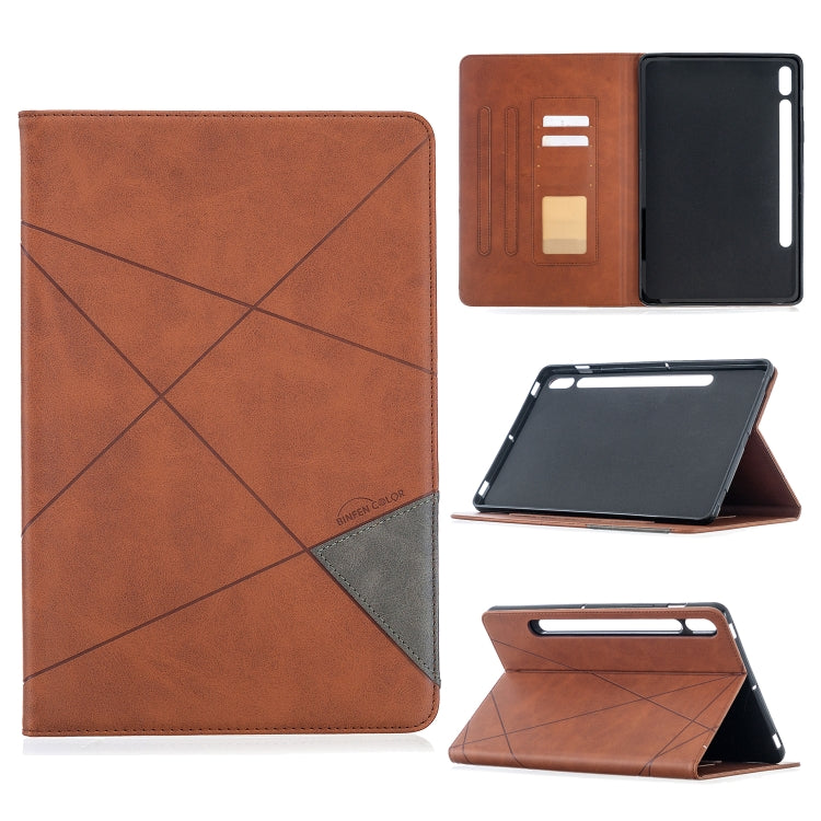For Samsung Galaxy Tab S8 / Galaxy Tab S7 T870 Rhombus Texture Horizontal Flip Magnetic Leather Case with Holder & Card Slots(Brown) - free shipping - PMC TechLife - Order now!