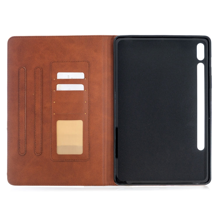 For Samsung Galaxy Tab S8 / Galaxy Tab S7 T870 Rhombus Texture Horizontal Flip Magnetic Leather Case with Holder & Card Slots(Brown) - free shipping - PMC TechLife - Order now!