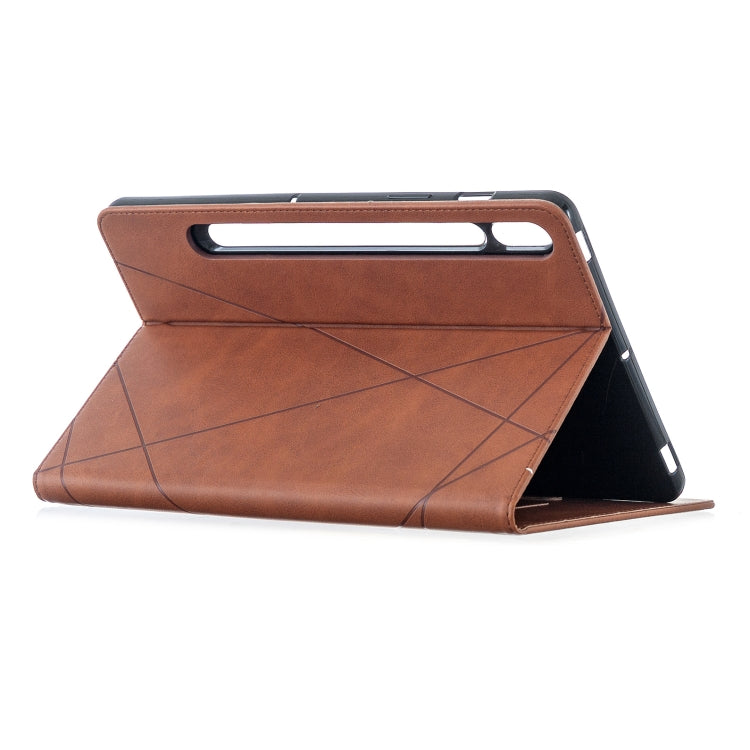 For Samsung Galaxy Tab S8 / Galaxy Tab S7 T870 Rhombus Texture Horizontal Flip Magnetic Leather Case with Holder & Card Slots(Brown) - free shipping - PMC TechLife - Order now!