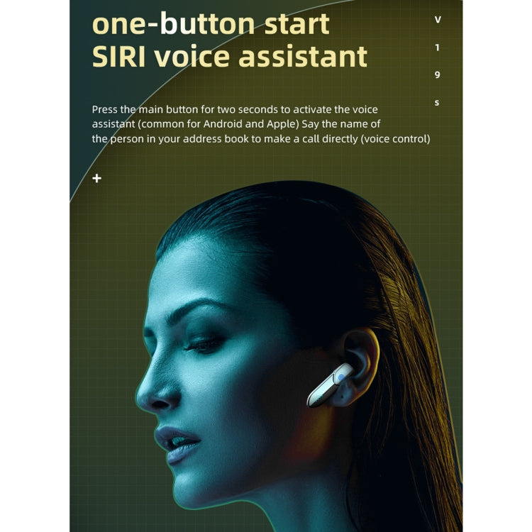 V19S Bluetooth 5.0 Business Style Fingerprint Touch Bluetooth Earphone(Black) - Bluetooth Earphone by PMC TechLife | Online Shopping South Africa | PMC TechLife