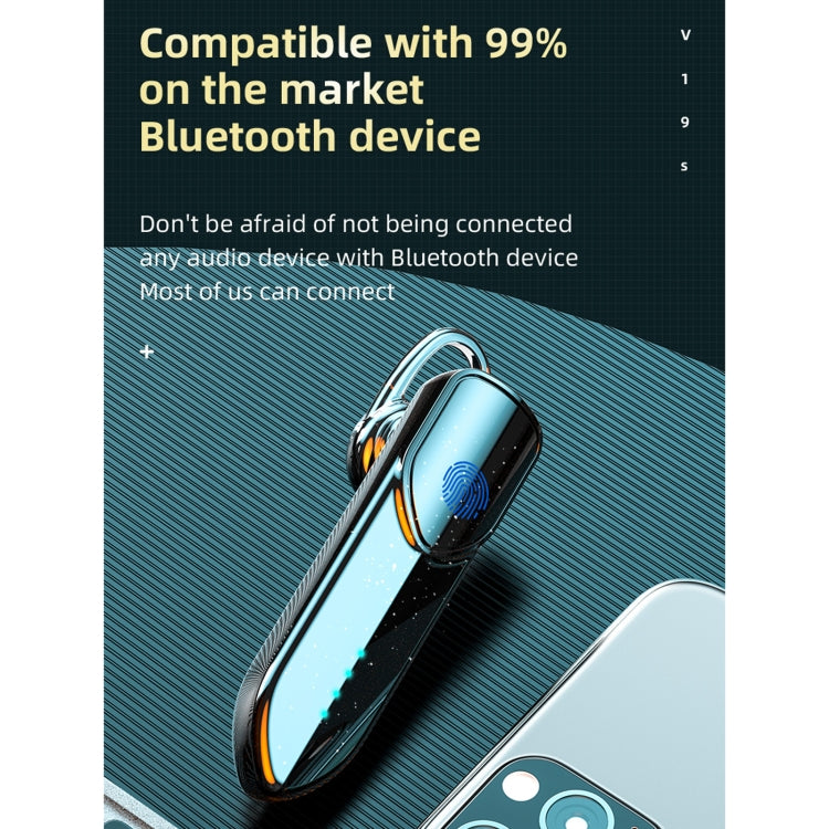 V19S Bluetooth 5.0 Business Style Fingerprint Touch Bluetooth Earphone(Purple) - Bluetooth Earphone by PMC TechLife | Online Shopping South Africa | PMC TechLife