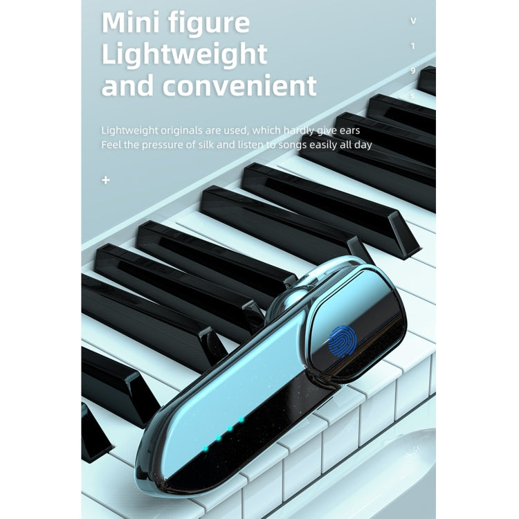 V19S Bluetooth 5.0 Business Style Fingerprint Touch Bluetooth Earphone(Black) - Bluetooth Earphone by PMC TechLife | Online Shopping South Africa | PMC TechLife