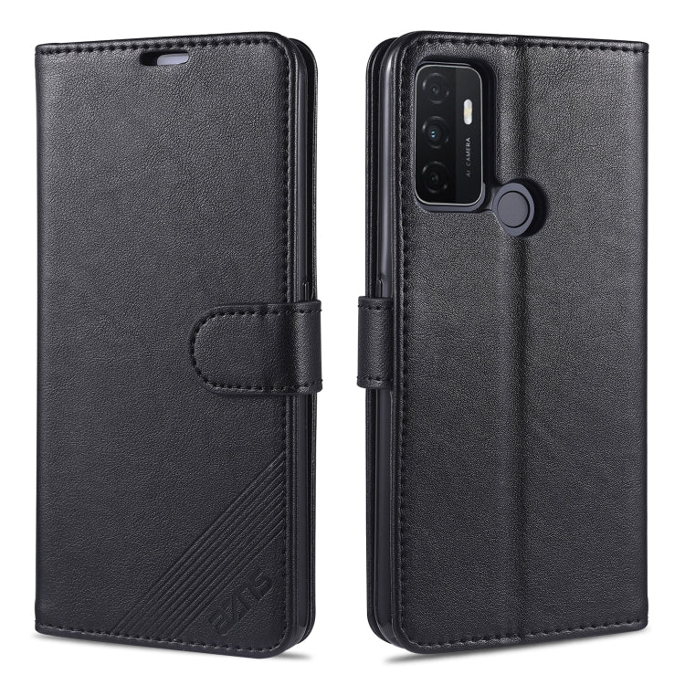 For OPPO A32 / A53 (2020) AZNS Sheepskin Texture Horizontal Flip Leather Case with Holder & Card Slots & Wallet(Black) - OPPO Cases by AZNS | Online Shopping South Africa | PMC TechLife | Buy Now Pay Later Mobicred