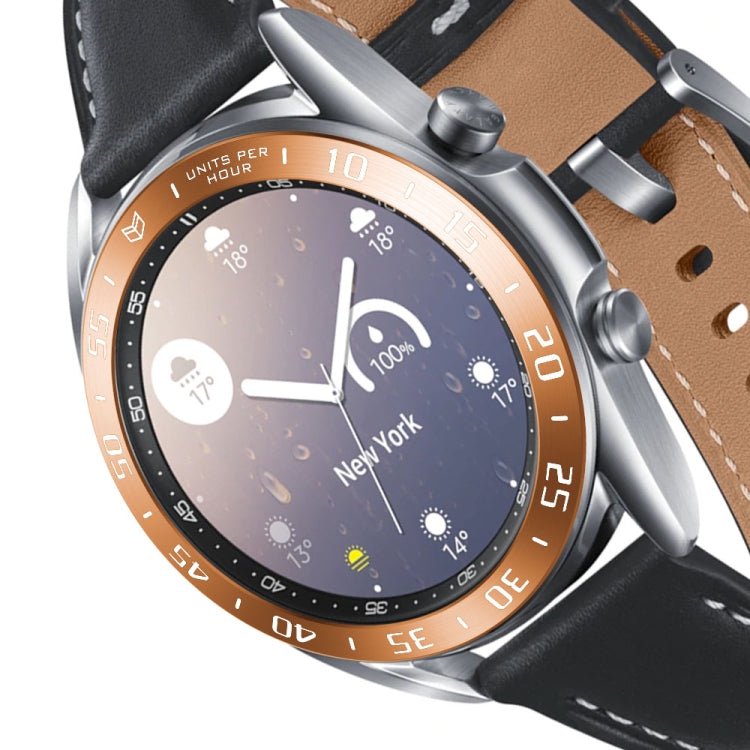 For Samsung Galaxy Watch 3 41mm Smart Watch Steel Bezel Ring, A Version(Rose Gold Ring White Letter) - Watch Cases by ENKAY | Online Shopping South Africa | PMC TechLife | Buy Now Pay Later Mobicred