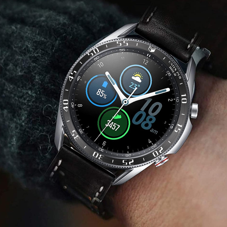 For Samsung Galaxy Watch 3 45mm Smart Watch Steel Bezel Ring, A Version(Black Ring White Letter) - Watch Cases by ENKAY | Online Shopping South Africa | PMC TechLife | Buy Now Pay Later Mobicred