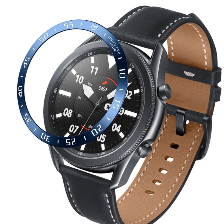 For Samsung Galaxy Watch 3 45mm Smart Watch Steel Bezel Ring, A Version(Blue Ring White Letter) - Watch Cases by ENKAY | Online Shopping South Africa | PMC TechLife | Buy Now Pay Later Mobicred