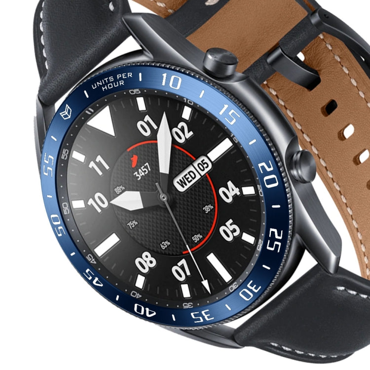 For Samsung Galaxy Watch 3 45mm Smart Watch Steel Bezel Ring, A Version(Blue Ring White Letter) - Watch Cases by ENKAY | Online Shopping South Africa | PMC TechLife | Buy Now Pay Later Mobicred