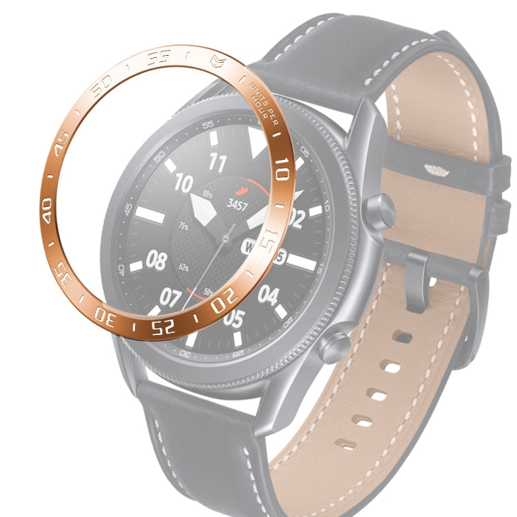 For Samsung Galaxy Watch 3 45mm Smart Watch Steel Bezel Ring, A Version(Rose Gold Ring White Letter) - Watch Cases by ENKAY | Online Shopping South Africa | PMC TechLife | Buy Now Pay Later Mobicred