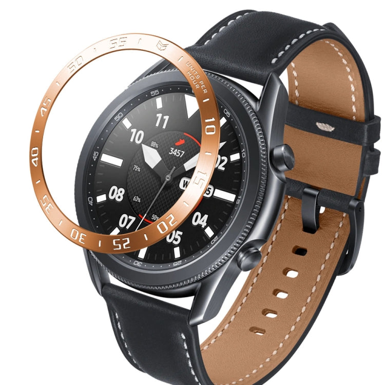 For Samsung Galaxy Watch 3 45mm Smart Watch Steel Bezel Ring, A Version(Rose Gold Ring White Letter) - Watch Cases by ENKAY | Online Shopping South Africa | PMC TechLife | Buy Now Pay Later Mobicred