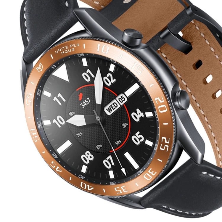 For Samsung Galaxy Watch 3 45mm Smart Watch Steel Bezel Ring, A Version(Rose Gold Ring White Letter) - Watch Cases by ENKAY | Online Shopping South Africa | PMC TechLife | Buy Now Pay Later Mobicred