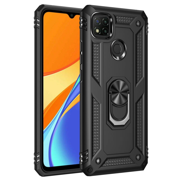 For Xiaomi Redmi 9C Shockproof TPU + PC Protective Case with 360 Degree Rotating Holder(Black) - Xiaomi Cases by PMC TechLife | Online Shopping South Africa | PMC TechLife | Buy Now Pay Later Mobicred