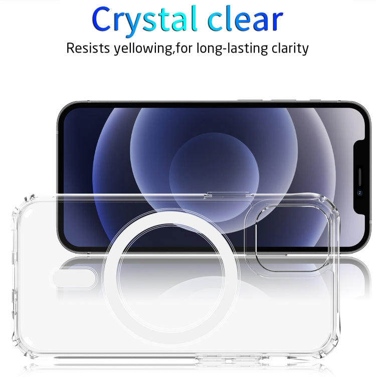 For iPhone 12 / 12 Pro Magsafe Case Magnetic Ring Clear Crystal Acrylic +TPU Four-corner Airbag Shockproof Case(Transparent) - free shipping - PMC TechLife - Order now!