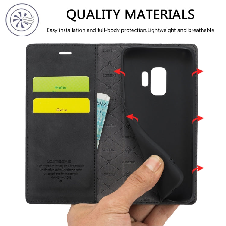 For Samsung Galaxy S9 LC.IMEEKE Strong Magnetism Ultra-thin Horizontal Flip Shockproof Matte TPU + PU Leather Case with Holder & Card Slots & Wallet(Black) - free shipping - PMC TechLife - Order now!
