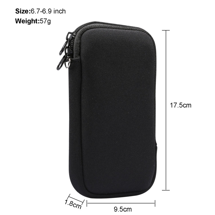 Universal Elasticity Zipper Protective Case Storage Bag with Lanyard For 6.7-6.9 inch Smart Phones(Black) - iPhone 12 Pro Max Cases by PMC TechLife | Online Shopping South Africa | PMC TechLife | Buy Now Pay Later Mobicred