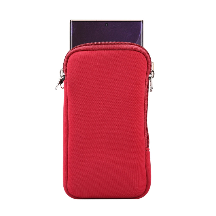 Universal Elasticity Zipper Protective Case Storage Bag with Lanyard For 6.7-6.9 inch Smart Phones(Purplish Red) - iPhone 12 Pro Max Cases by PMC TechLife | Online Shopping South Africa | PMC TechLife