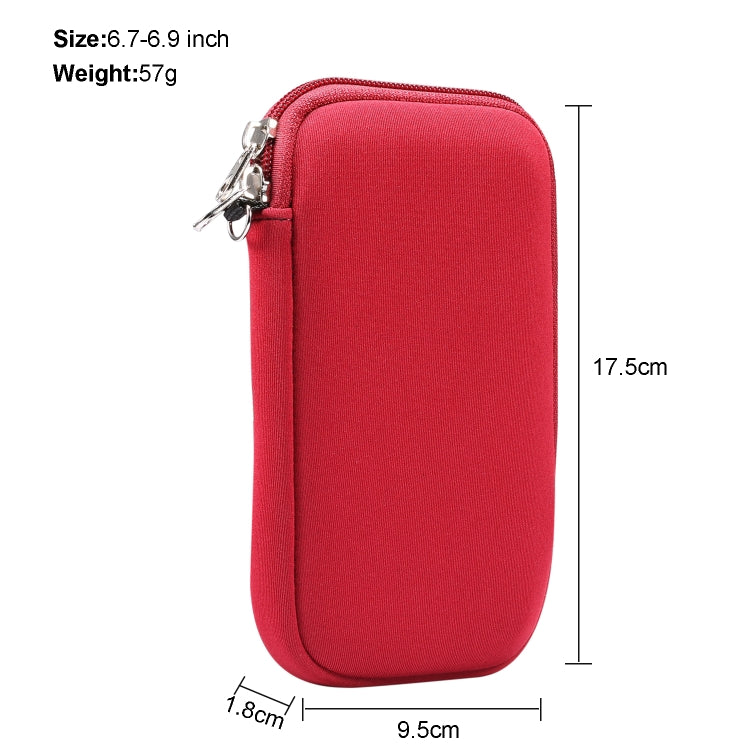 Universal Elasticity Zipper Protective Case Storage Bag with Lanyard For 6.7-6.9 inch Smart Phones(Purplish Red) - iPhone 12 Pro Max Cases by PMC TechLife | Online Shopping South Africa | PMC TechLife