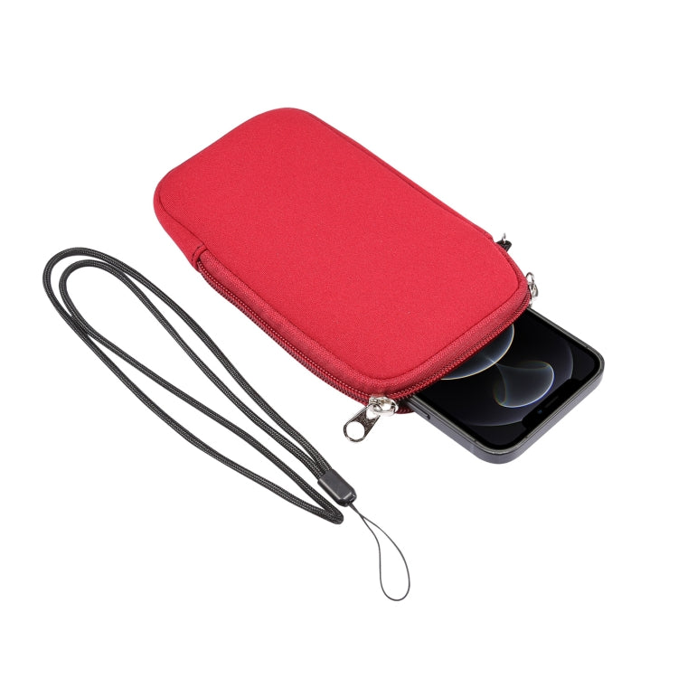 Universal Elasticity Zipper Protective Case Storage Bag with Lanyard For 6.7-6.9 inch Smart Phones(Purplish Red) - iPhone 12 Pro Max Cases by PMC TechLife | Online Shopping South Africa | PMC TechLife