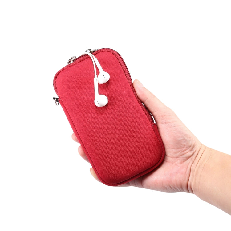 Universal Elasticity Zipper Protective Case Storage Bag with Lanyard For 6.7-6.9 inch Smart Phones(Purplish Red) - iPhone 12 Pro Max Cases by PMC TechLife | Online Shopping South Africa | PMC TechLife