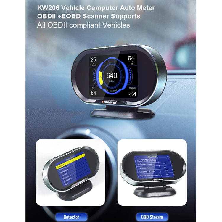KONNWEI KW206 2 in 1 OBDII / EOBD12V Car Fault Scanner + 3.5 inch LCD Monitor - free shipping - PMC TechLife - Order now!