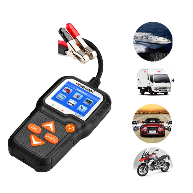 KONNWEI KW650 6V- 12V Car Motorcycle Battery Lawn Mower Detector with 2.4 inch Color Display & Waveform Graph - free shipping - PMC TechLife - Order now!