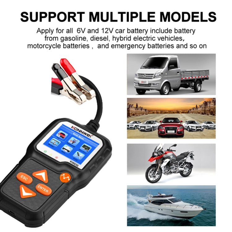 KONNWEI KW650 6V- 12V Car Motorcycle Battery Lawn Mower Detector with 2.4 inch Color Display & Waveform Graph - free shipping - PMC TechLife - Order now!