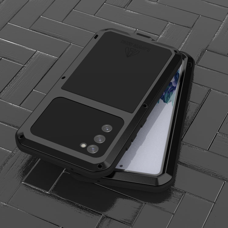 For Samsung Galaxy S20 FE LOVE MEI Metal Shockproof Waterproof Dustproof Protective Case with Glass(Black) - free shipping - PMC TechLife - Order now!