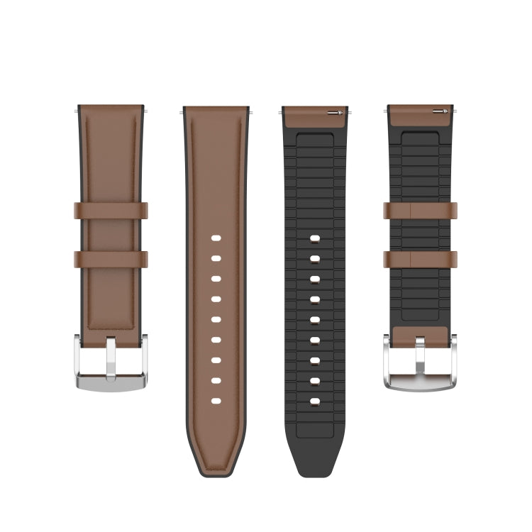 20mm Silicone Leather Watch Band for Huawei Watch GT 2 42mm(Brown) - Watch Bands by PMC TechLife | Online Shopping South Africa | PMC TechLife | Buy Now Pay Later Mobicred